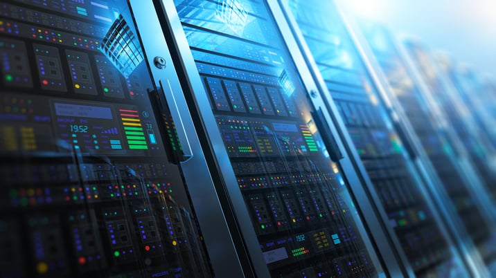 Server room interior in data center